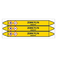 Značení potrubí, zemní plyn,3 ks, 355 × 37 mm